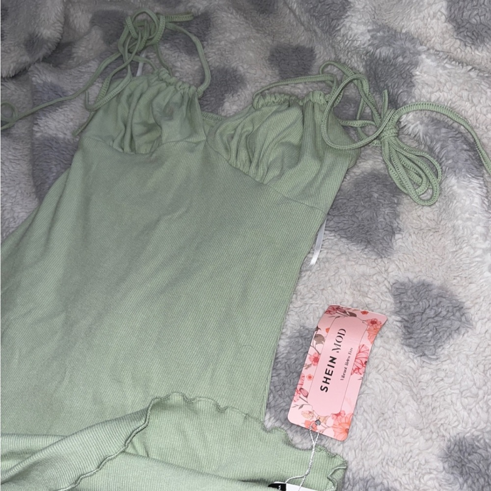 SHEIN Light Green Backless Dress